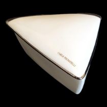 LIMOGES, A VINTAGE PORCELAIN TRINKET BOX Triangular form marked Carlo Pignatelli, bearing label to