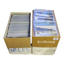 FOUR BOXES CONTAINING APPROX 1000 EARLY 20TH CENTURY AND LATER POSTCARDS OF WALES AND SCOTLAND All