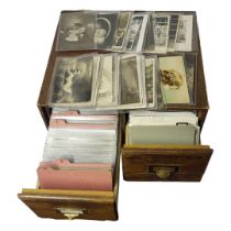 A TABLETOP TWO DRAWER FILING CABINET Containing approximately 300 19th Century and later family