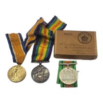 A PAIR OF WWI BRITISH WAR MEDALS Silver medal and victory medal, awarded to 27792, Private J. Calder