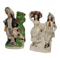 A VICTORIAN STAFFORDSHIRE FIGURAL GROUP, HARVEST DANCERS Painted in light polychrome glazes,