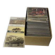 A BOX CONTAINING APPROX 350 EARLY 20TH CENTURY AND LATER POSTCARDS Trams and vintage motoring In