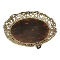 WILLIAM COMYNS, A VICTORIAN SILVER AND TORTOISESHELL PIN TRAY Having a pierced scrolled border