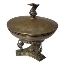 AN EARLY 20TH CENTURY GERMAN SILVER TAZZA DISH AND COVER Having and eagle finial, on tripod