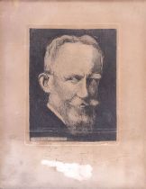 GEORGE BERNARD SHAW, 1856 - 1950, ETCHING Portrait, fully inscribed in ink by Shaw ‘Totally