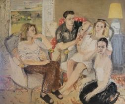 JOHN G. BOYD, R.P, R.G.I., SCOTTISH, 1940 - 2001, OIL ON CANVAS Family group, unsigned. N.B. John