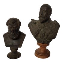 TWO LATE 19TH/EARLY 20TH CENTURY BRONZE PORTRAIT BUSTS King Edward VII on rouge marble base and a