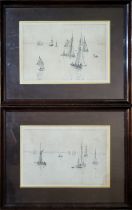 WILLIAM LIONEL WHYLIE, 1851 - 1931, A PAIR OF MARINE BLACK AND WHITE ETCHINGS Sailing boats with