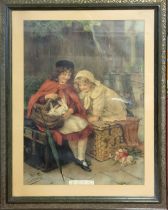 A NEAR PAIR OF VICTORIAN PEARS ADVERTISING LITHOGRAPHIC PRINTS Young musicians surrounded by her cat