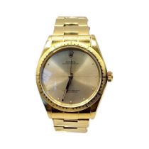 ROLEX, ZEPHYR, A VINTAGE 14CT GOLD GENT’S WRISTWATCH Gold tone dial marked 'Oyster Perpetual