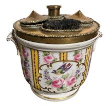 SÈVRES, FRENCH, AN 18TH CENTURY PORCELAIN INKWELL STAND FORMED AS A VASE Having gilded top,