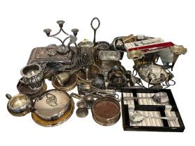 A LARGE COLLECTION OF SILVER PLATED Large collection of silver plated items, to include a toastrack,