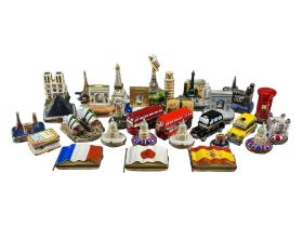 LIMOGES, FRANCE, A COLLECTION OF THIRTY ‘PEINT MAIN’ TOURIST LANDMARK THEMED TRINKET BOXES