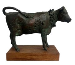 FRANK ROPER, M.B.E., BRITISH, 1914 - 2000, BRONZE SCULPTURE OF A COW Raised on a plinth base. (h