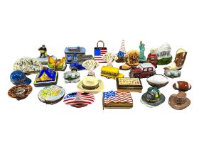 LIMOGES, FRANCE, A COLLECTION OF THIRTY ‘PEINT MAIN’ AMERICAN THEMED TRINKET BOXES Comprising