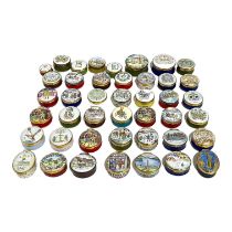 CRUMMLES ENAMELS, A LARGE COLLECTION OF FORTY THREE ENAMEL TRINKET BOXES Depicting various