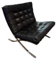 AFTER A DESIGN BY LUDWIG MIES VAN DE ROHE, A CASSINA BARCELONA CHAIR Model no: MR90, bent chromed