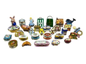 LIMOGES, FRANCE, A COLLECTION OF THIRTY ‘PEINT MAIN’ TRINKET BOXES, TO INCLUDE NOVELTY EXAMPLES