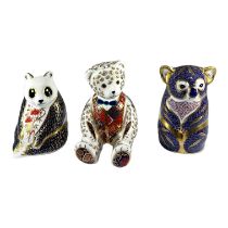 THREE ROYAL CROWN DERBY PAPERWEIGHTS Comprising Teddy Bear, Panda & Koala. (largest 11.5cm)