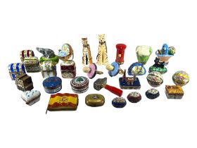 LIMOGES, FRANCE, A COLLECTION OF THIRTY PEINT MAIN TRINKET BOXES, TO INCLUDE NOVELTY EXAMPLES