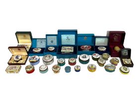 A COLLECTION OF TWENTY SEVEN ENAMEL TRINKET BOXES To include Bilston and Battersea, Staffordshire