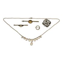 A COLLECTION OF 20TH CENTURY SILVER JEWELLERY To include Moonstone necklace, citrine bar brooch,