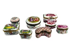 A COLLECTION OF 19TH CENTURY PORCELAIN TRINKET BOXES To include examples from Veuve Perrin, Adrienne