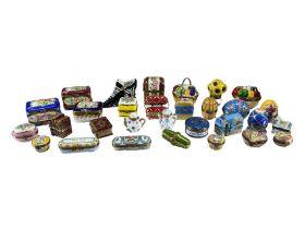 LIMOGES, FRANCE, A COLLECTION OF THIRTY ‘PEINT MAIN’ TRINKET BOXES, TO INCLUDE NOVELTY EXAMPLES
