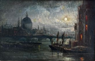 ATTRIBUTED TO JOHN ATKINSON GRIMSHAW, 1836 - 1893, OIL ON CANVAS, CIRCA 1880/81 Titled ‘Thames by