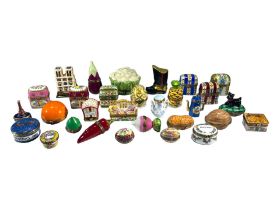LIMOGES, FRANCE, A COLLECTION OF THIRTY ‘PEINT MAIN’ TRINKET BOXES, TO INCLUDE NOVELTY EXAMPLES