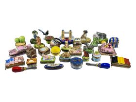 LIMOGES, FRANCE, A COLLECTION OF THIRTY ‘PEINT MAIN’ TRINKET BOXES, TO INCLUDE NOVELTY EXAMPLES