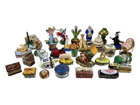 LIMOGES, FRANCE, A COLLECTION OF THIRTY ‘PEINT MAIN’ TRINKET BOXES, TO INCLUDE NOVELTY EXAMPLES.