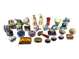 LIMOGES, FRANCE, A COLLECTION OF THIRTY ‘PEINT MAIN’ TRINKET BOXES, TO INCLUDE NOVELTY EXAMPLES