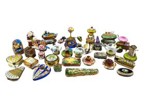 LIMOGES, FRANCE, A COLLECTION OF THIRTY ‘PEINT MAIN’ TRINKET BOXES, TO INCLUDE NOVELTY EXAMPLES.