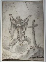 A 17TH CENTURY ITALIAN PEN AND INK DRAWING STUDY, SAINT PETER OF ALCANTARA Bearing partial