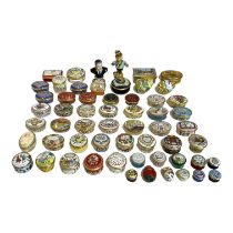 HALCYON DAYS, A LARGE COLLECTION OF FIFTY EIGHT ENAMEL TRINKET BOXES Depicting various subjects to