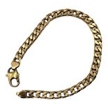 A VINTAGE 9CT GOLD FLAT CURB LINK BRACELET. (approx 20cm)