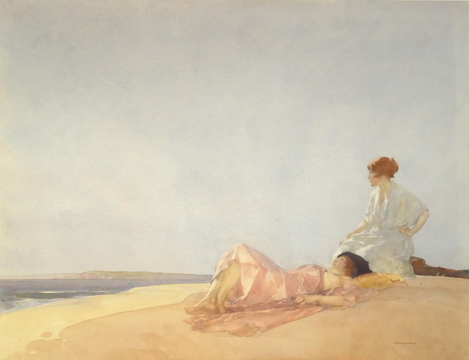 SIR WILLIAM RUSSELL FLINT, BRITISH, 1880 - 1969, WATERCOLOUR Titled ‘The Shieling Beach’, signed,