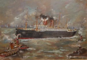 UNKNOWN ARTIST (XX), AN EARLY 20TH CENTURY GOUACHE Depicting S.S. George Washington, bears Nord