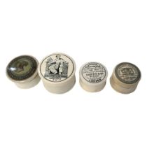 A COLLECTION OF 19TH CENTURY PRATTWARE/POT LID BOXES Comprising James Atkinson Bear's Grease,