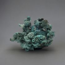 A CHINESE LATE QING DYNASTY SOAPSTONE TURQUOISE GLAZED CARVING OF A VASE AND COVER, CIRCA 1900