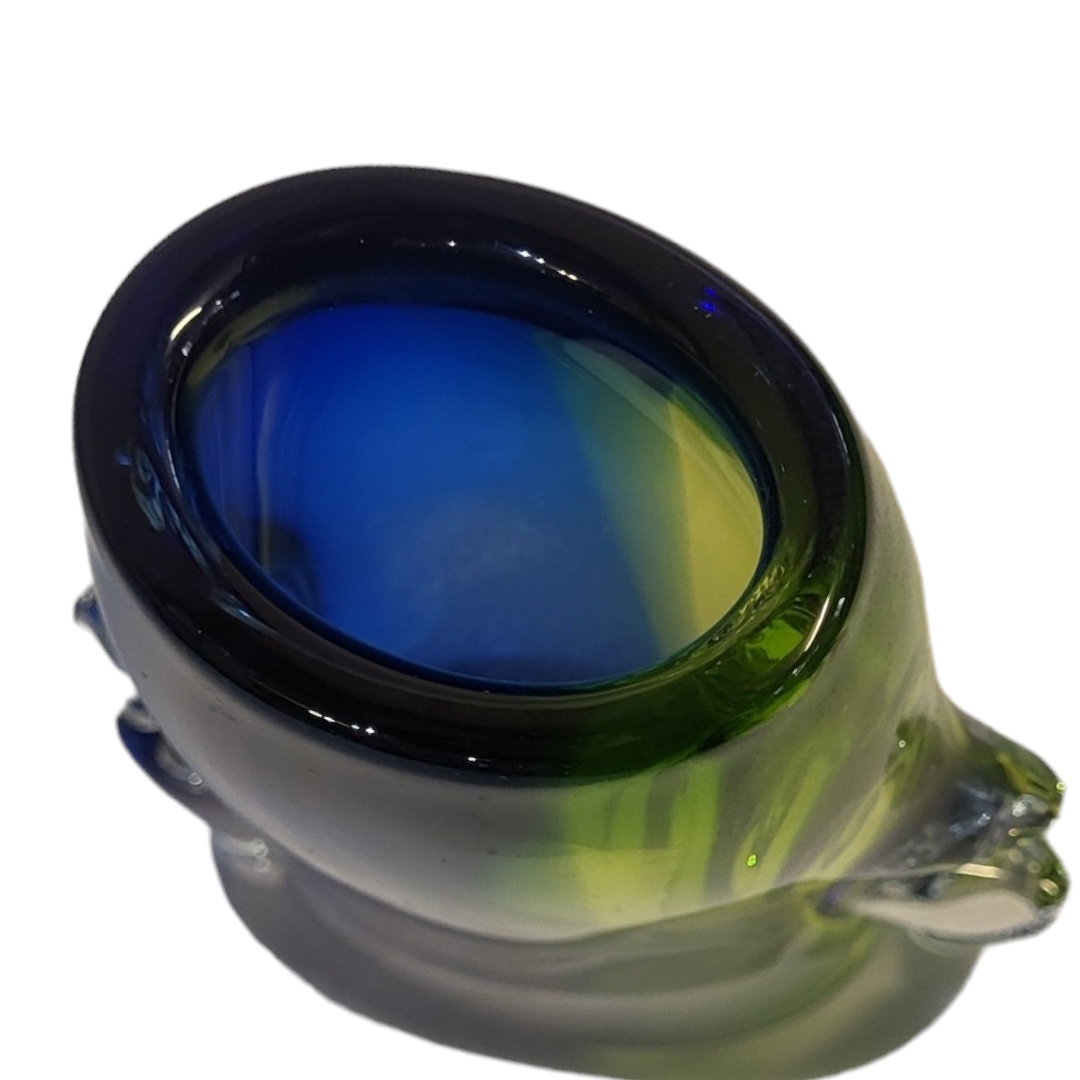 ERIKA HOGLUND, A 20TH CENTURY SWEDISH ART GLASS VASE Blue and green glass with engraved mark to base - Image 3 of 3