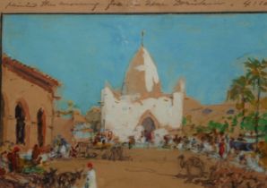 ALFRED R. BASTIEN, BELGIAN, 1873 - 1955, WATERCOLOUR AND SIGNED PRINT Personal note ‘Painted this