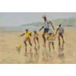 VALERIE BATCHELOR, GOUACHE Titled ‘Beach Games’, signed lower left, framed. 37cm x 31cm