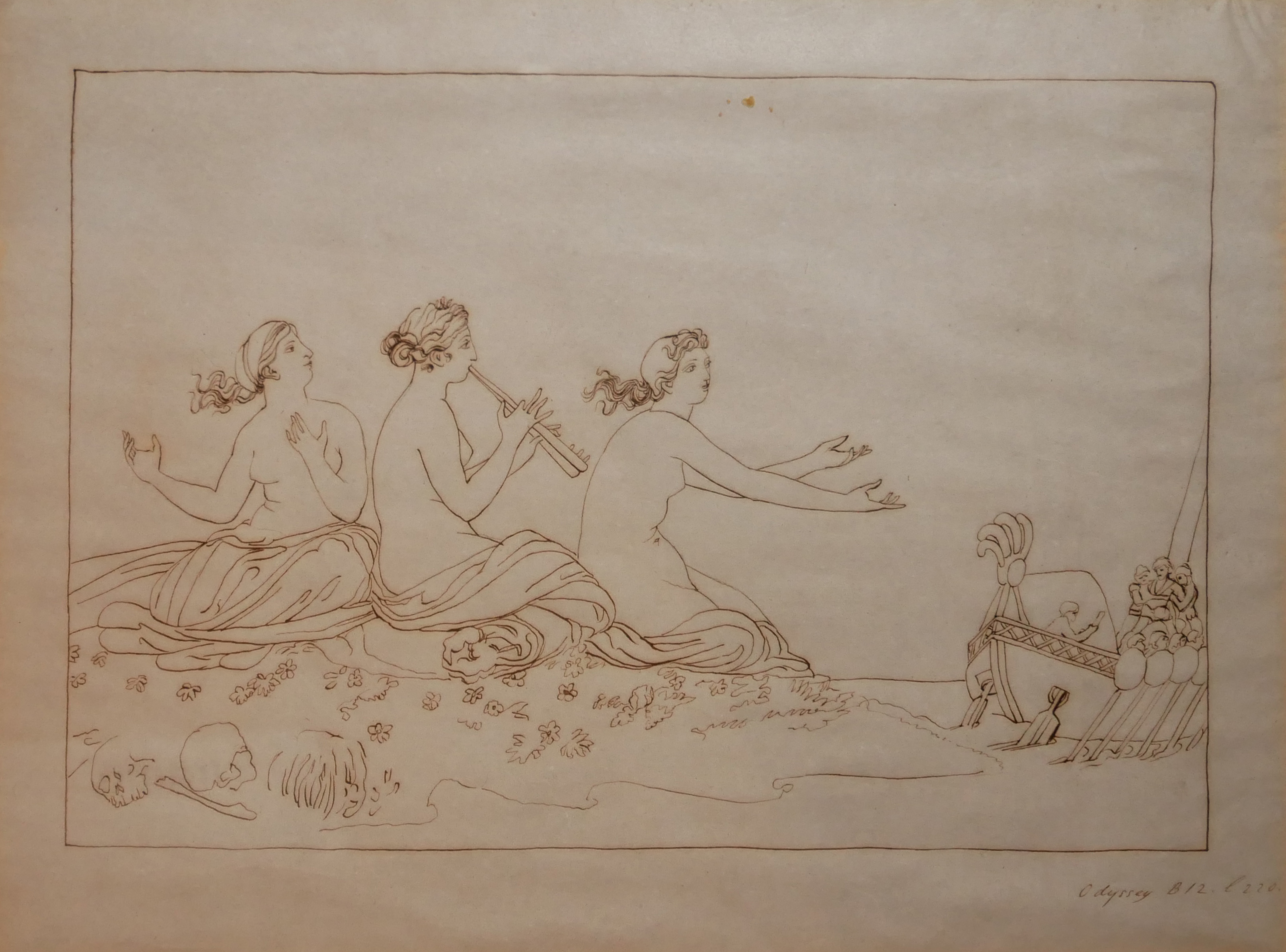 ATT: JOHN FLAXMAN, BRITISH, 1755 - 1826, INK ON PAPER Six original drawings for the Iliad, some - Image 7 of 11