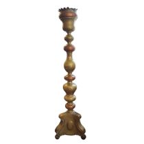 AN EARLY 20TH CENTURY CONTINENTAL FLOOR STANDING BRASS AND COPPER PRICKET TORCHÈRE TYPE