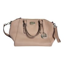 MICHAEL KORS, A VINTAGE PINK LEATHER SHOULDER BAG Twin handles with strap and chrome finish to