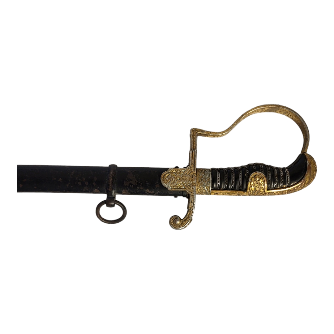 A GERMAN WWII OFFICERS SWORD AND SCABBARD Gilt metal guard, by Eickhorn. Condition: gilding and - Image 2 of 6