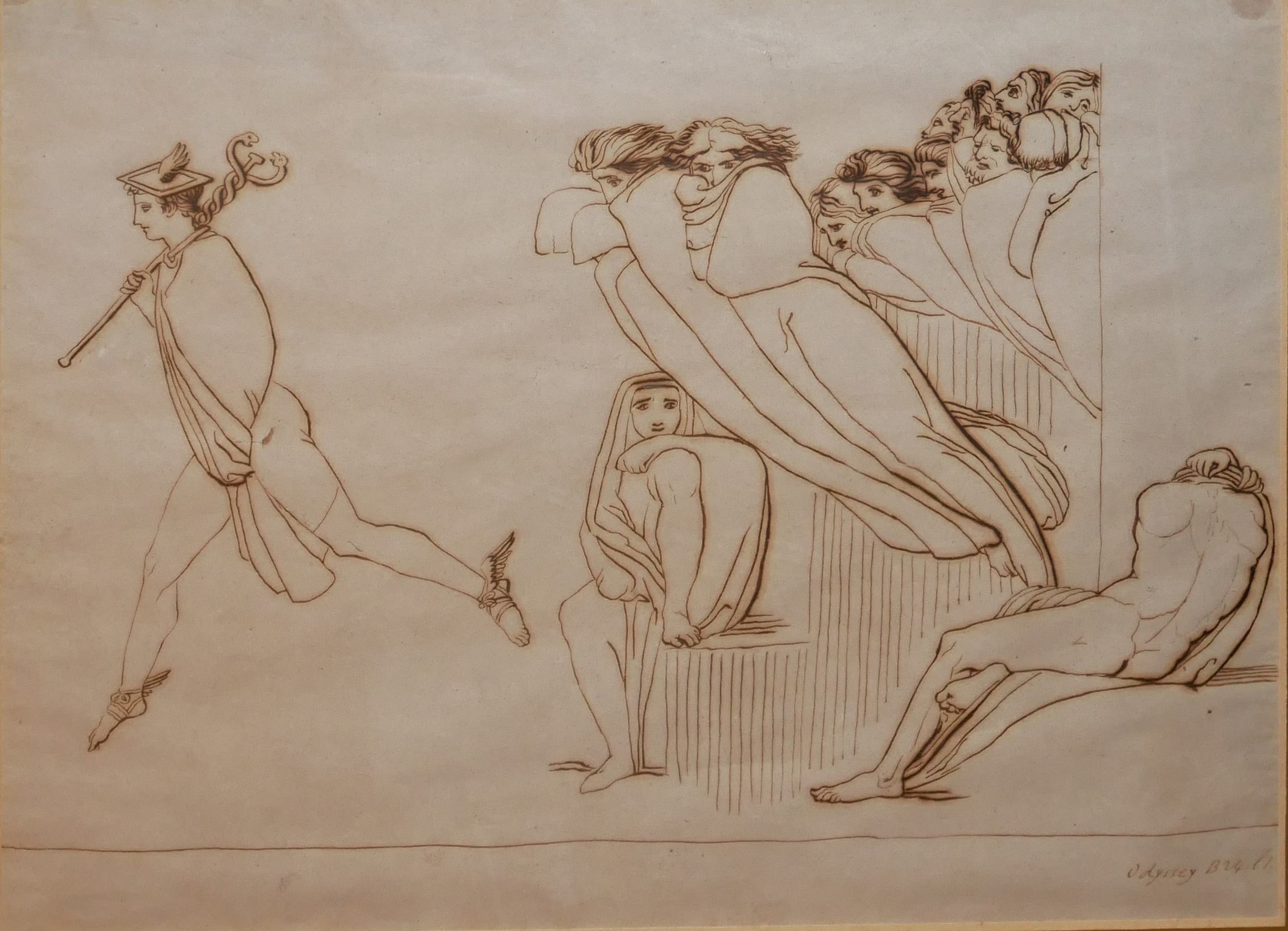 ATT: JOHN FLAXMAN, BRITISH, 1755 - 1826, INK ON PAPER Six original drawings for the Iliad, some - Image 10 of 11