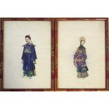 A PAIR OF CHINESE LATE QING DYNASTY WATERCOLOUR STUDIES ON RICE PAPER, CIRCA 1900 Both depicting